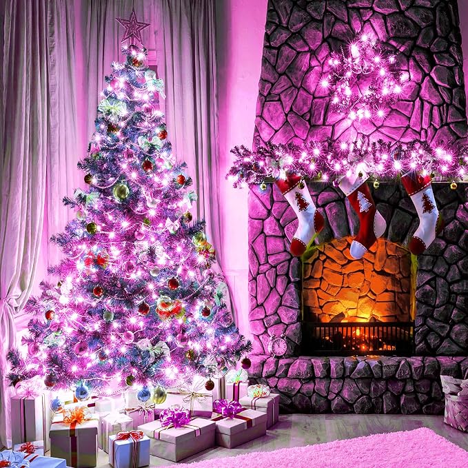 100FT 300LED Christmas Lights Outdoor, Christmas Tree Lights, Pink | Plug in 8 Modes Waterproof Connectable String Lights for Outside Indoor Home Patio Garden Holiday Valentine's Day Decorations