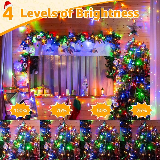 Ollny Christmas Lights Outdoor 800LED 262FT, Multicolor Plug in Fairy Light with Remote, 8 Modes Waterproof Timers Dimmable LED String Lights for Indoor House Outside Bedroom Patio Balcony