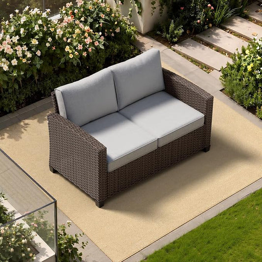 Patio Furniture Set - All-Weather - 1 Piece Wicker Outdoor Patio Conversation Set, Modular Rattan Sectional Sofa for Backyard, Garden, Patio, Poolside
