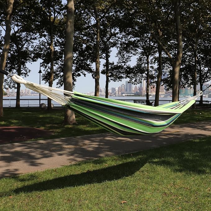 Bliss Hammocks BH-400-CC 40" Wide Hammock w/Hand-Woven Rope Loops & Hanging Hardware, Outdoor, Patio, Backyard Durable, Cotton and Polyester Blend, 220 Lbs Capacity, Country Club