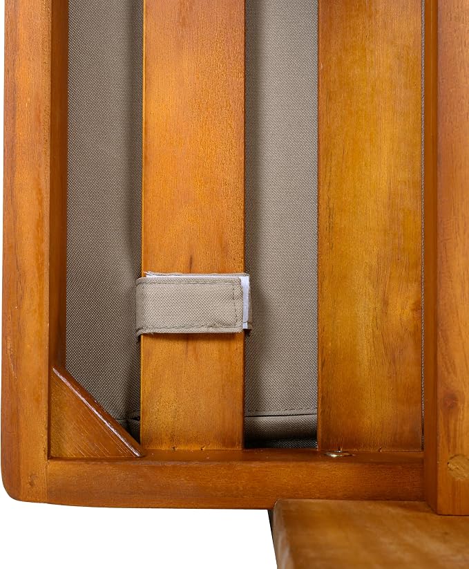 Merax Patio Club Chair Set of 2, Acacia Wood Frame with Waterproof Cushions & Round Backrest for Garden, Deck & Balcony, Light Brown+Teak