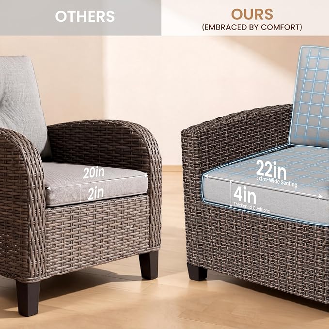Patio Furniture Set - All-Weather - 2 Piece Wicker Outdoor Patio Conversation Set, Modular Rattan Sectional Sofa for Backyard, Garden, Patio, Poolside