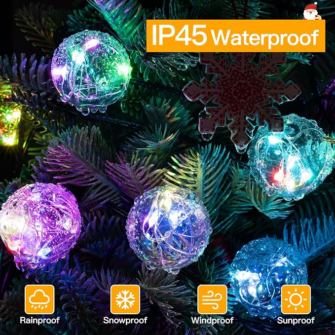 Ollny 30FT Outdoor String Lights, Waterproof Connectable Shatterproof RGBW Outside Light with 30 Edison LED Bulbs Plug in, Patio Lights for Indoor Balcony Porch Camping Deck