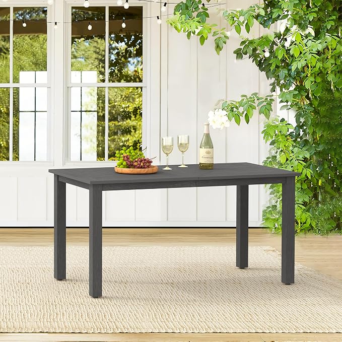 Cozyman 6-Person HDPS Outdoor Dining Table, Weather-Resistant Rectangle Patio Dining Table, 500 LBS Weight Capacity, Outdoor Patio Table for Outside Indoor, Lawn, Garden, and Backyard, Dark Gray