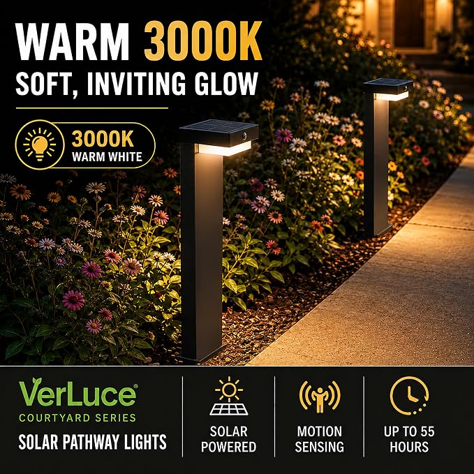 Solar Pathway Lights Courtyard Series, Motion Detection,2 Modes,2pk