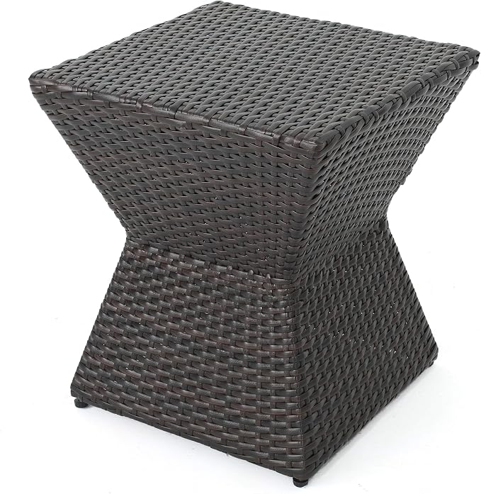 Christopher Knight Home Calhoun Outdoor Wicker 16" Square Side Table, Multibrown