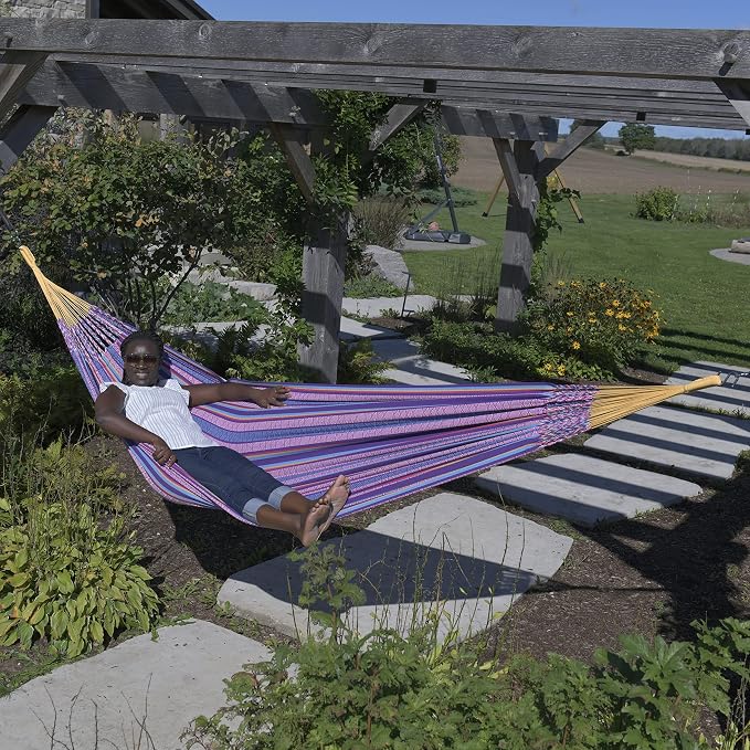 Vivere Latin Hammock Collection – Vibrant 100% Cotton Double Hammock, Supports 2 Adults - 450 lb Capacity (Fiesta)