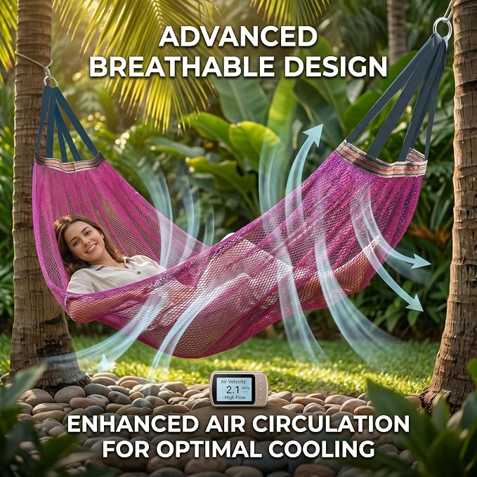 Lightweight Portable Anti-Roll Breathable Mesh Camping Hammock 102.36x51.18in with Tree Straps & Carry Bag, No Stand Included