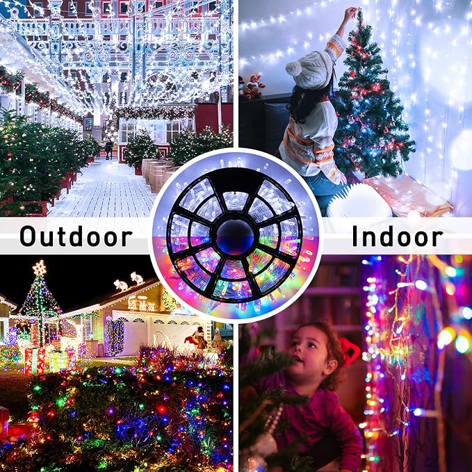 JMEXSUSS Christmas Lights, 600 LED 168FT Color Changing String Lights | White & Multicolor String Lights Indoor Outdoor Waterproof with Remote, 11 Modes, Timer, for Xmas Décor, Clear Wire