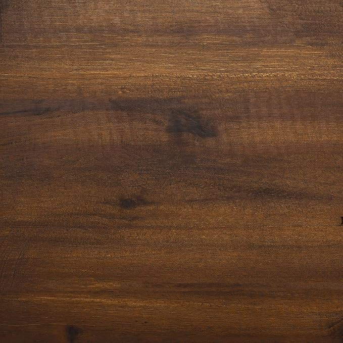 Walker Edison Dominica Contemporary Slatted Outdoor Dining Table, 34 Inch, Dark Brown