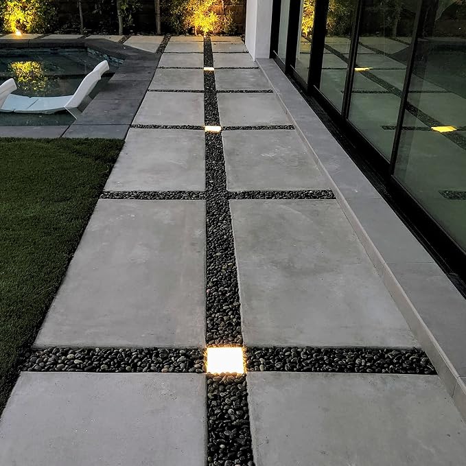 LUMENGY Paver Light 4x4 Inch (3.93x3.93), 2700K Warm White, Glare-Free Brick Lighting for Driveways, Walkways, Pool Decks and Patios, 12V Hardwired, IP67 Waterproof, Drive-Over Rated