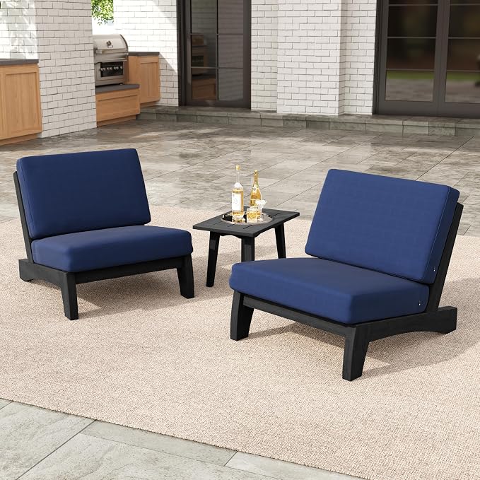 3 Pieces Patio Furniture Sets, All-Weather Outdoor Wood Bistro Set Patio Conversation Side Table Chiars for Balcony, Backyard