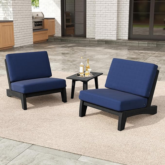3 Pieces Patio Furniture Sets, All-Weather Outdoor Wood Bistro Set Patio Conversation Side Table Chiars for Balcony, Backyard