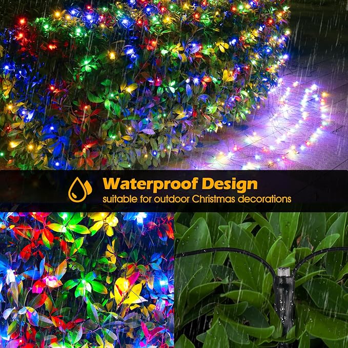 BlcTec Outdoor Christmas Lights 200 LED 8.4ft x 5.2ft Christmas Net Lights with 8 Modes, UL Certified, Timer, Connectable, Waterproof Design for Bushes, Shrubs Outdoor Xmas Decorations, Multicolor