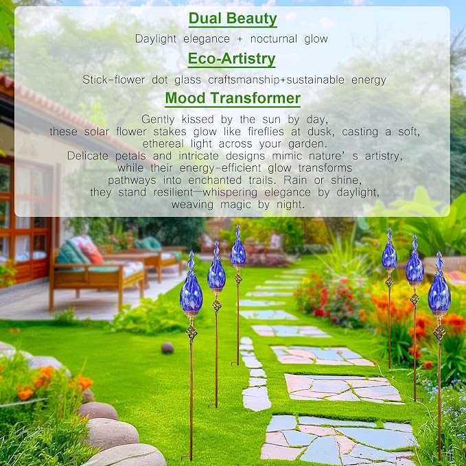 Garden Stakes Decorative, Solar Powered Outdoor Lights, Flame Solar Stake Lights, Waterproof Decorative Pathway Lawn Outdoor Ornament