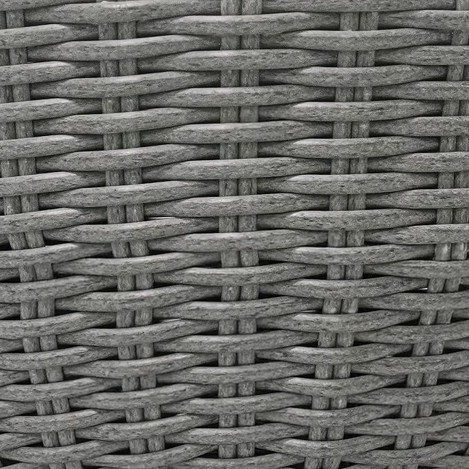 Christopher Knight Home Denhill 15.25" Outdoor Side Table, Round Patio End Table with Wood Top and Wicker Base, Small Outdoor Coffee Table for Balcony Garden, Accent Garden Stool, Grey+Natural