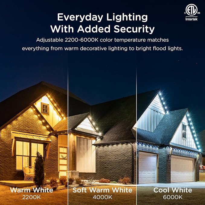 Enbrighten Eternity Permanent Outdoor Lights, 50ft, 32 Lights, Smart | Black Cord, RGBWIC LEDs, Weatherproof, Cuttable, Link to 200ft, Christmas, App Control, Works with Alexa & Google Home