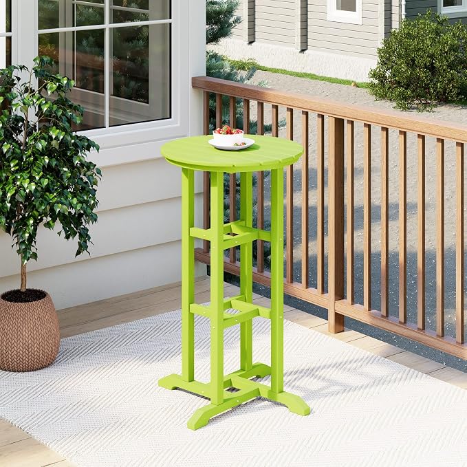 Costaelm Outdoor Bar Table, 42" Counter Height Round Patio Cocktail Bar Table, Patio Bar Table Bistro Dining Table Pub Table for Front Porch Deck, Backyard, Garden, Lime