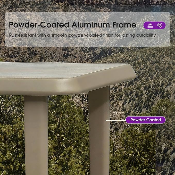 PURPLE LEAF Counter Height Table Patio Square Table Dining Coffee Kitchen Breakfast Bistro Outdoor Pub Bar Table for Garden Balcony, Champagne