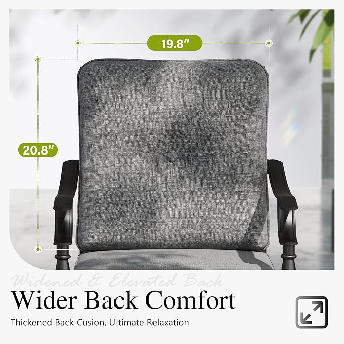 Sophia & William Outdoor Patio Dining Chairs Set of 4, Heavy Duty Outdoor Furniture Chairs with Thickened Cushions, Wrought Iron Deck Chairs for Backyard, Poolside, Balcony and Garden