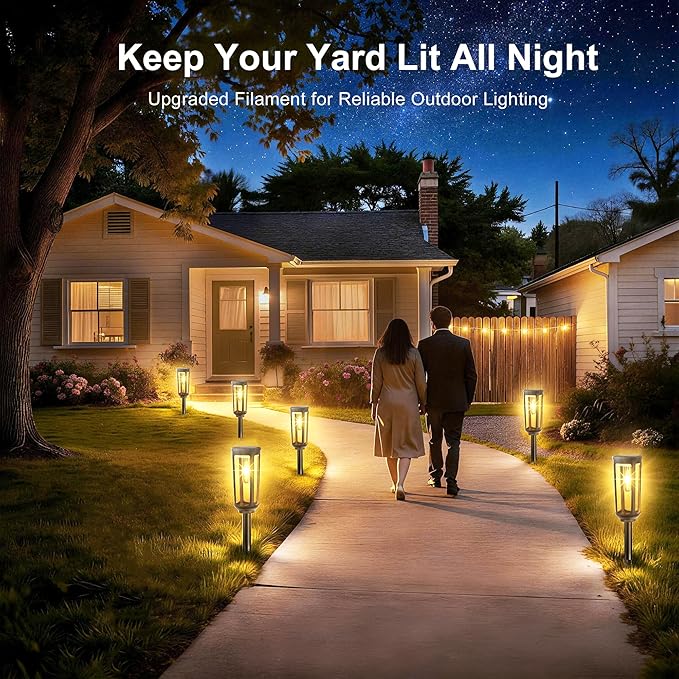 JEJOT Solar Pathway Lights Outdoor Waterproof, 4 Pack Solar Walkway Lights | Solar Light outdoor for Lawn Yard Garden Patio Driveway Decor Landscape, Warm White