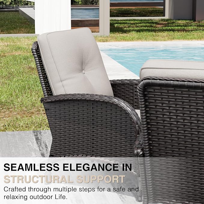 Joyside Wicker Patio Chairs, 6 Piece Rattan Outdoor Furniture with Thickened Cushions, High Back, Deep Seating, Wide Armrest, Outdoor Chairs for Porch, Deck