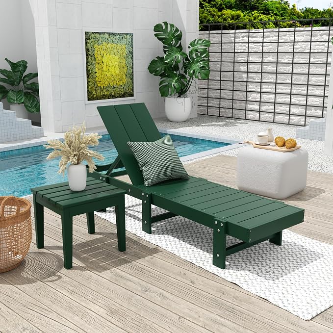 Costaelm Small Outdoor Side Table, Patio End Table Weather Resistant Outdoor Coffee Table, Square Conversation Table for Indoor, Porch, Balcony, Garden, Poolside, Deck, Dark Green
