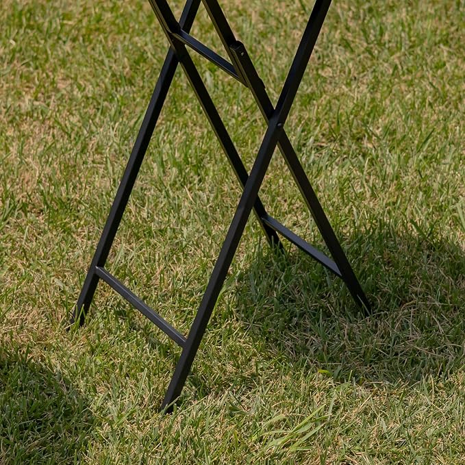 Mosaic Tile Furniture with Black Metal Frame and Patterned Tile Tops (Medora - Black/Stone/Gray, Folding Accent Table)