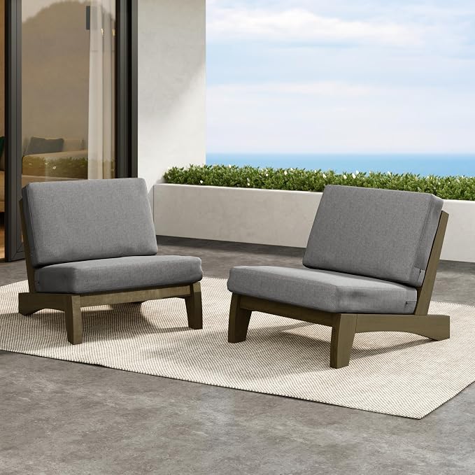 2 Pieces Patio Furniture Sets, All-Weather Outdoor Wood Bistro Set Patio Conversation Chiarsfor Balcony, Backyard