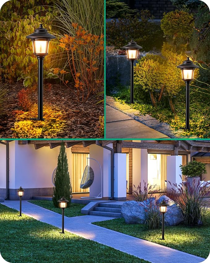 EDISHINE Low Voltage Landscape Lighting 12V 3W 120LM with Connectors 10Pack | Seed Glass, 3000K Warm White, ORB Waterproof Electric LED Landscape Path Lights for Walkway Garden Yard