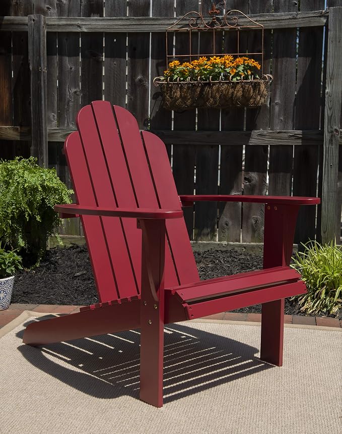 Linon Red Adirondack Chair, 30.4" W x 37.6" D x 37.8" H