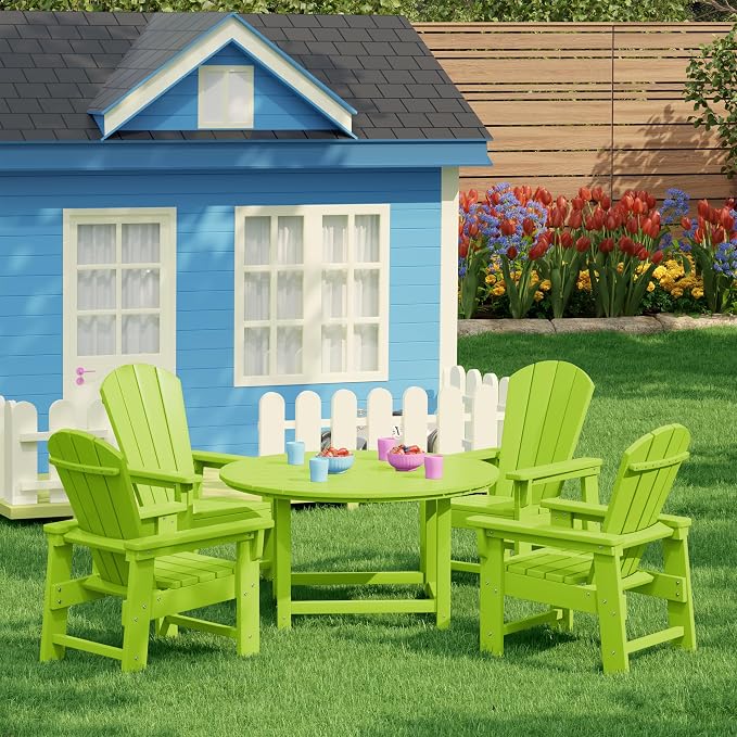 Costaelm Kids Dinner Table, Toddler Play Desk Student Desk Outdoor Childrens Picnic Tables for Children Arts & Crafts, Snack Time, Multi-Activity Table for Ages 2-8 in Home/Outside, Lime