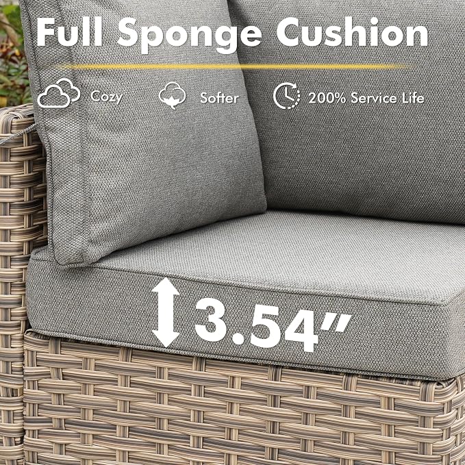 CAODOC Outdoor Sectional Patio Furniture Set,10 Pieces Wicker Conversation Sets L Shaped Couch,Out Door Sofa Outside Furniture with Swivel Chairs,Dark Gray