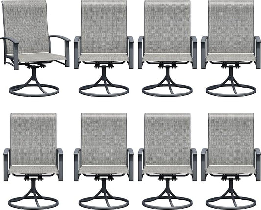 Outdoor Swivel Rocker Dining Chair Set of 8, All Weather Patio Dining Chair with Textilene High Back and Metal Frame, Backyard, Lawn Garden and Deck Porch Patio Furniture Set