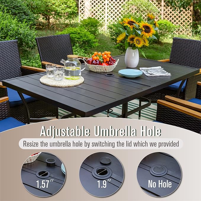 Sophia & William 7-Piece Patio Dining Set, Metal Table, PE Wicker Chairs | All Weather Patio Table and Chairs Set for 6, Perfect for backyard, deck, porch