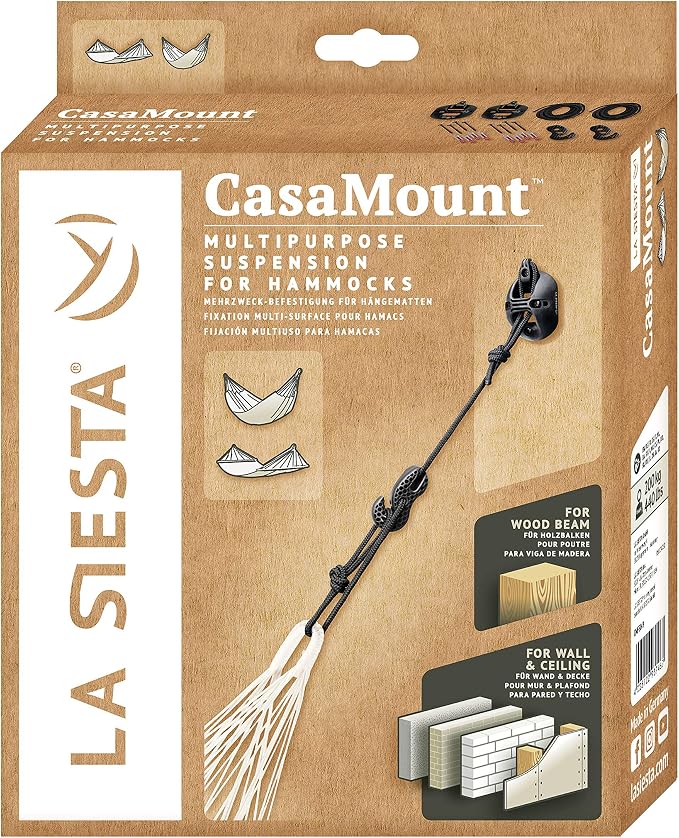 LA SIESTA - Large Double Brisa Classic Hammock & CasaMount - Suspension Kit for Walls & Beams - Weather Resistant Portable Hammock - 2-Person - Wave