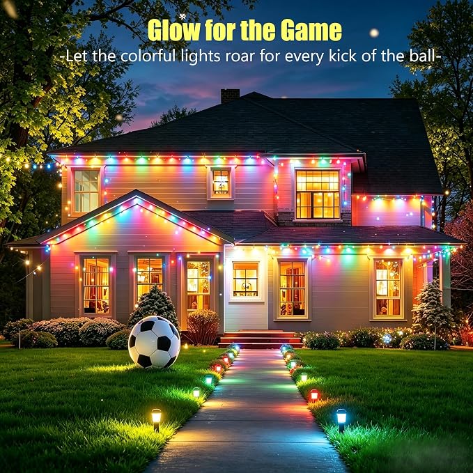 Permanent Outdoor Lights for House 100ft RGB+IC Eave Lights | IP67 Waterproof Smart LED Outdoor Lights with 16M Colors, App/Remote Control for Christmas, Halloween, Daily, Party