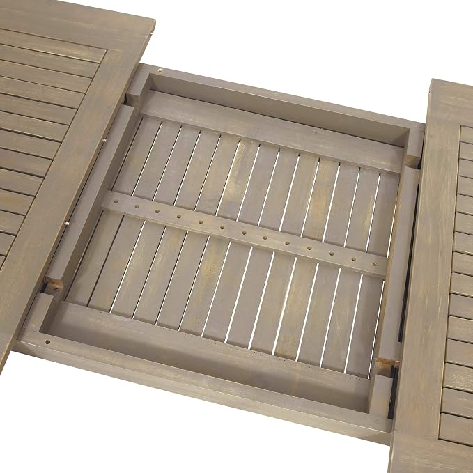 Great Deal Furniture Candance Outdoor Acacia Wood Expandable Dining Table, Gray (309609)