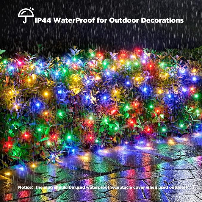 Led Net Lights Christmas Lights Outdoor 200Leds 9ftx6ft Upgraded Multicolor Christmas Net Lighting, Waterproof 5mm LED Wide Angle Outdoor Indoor Mesh Net Light for Trees, Bushes, Shrubs Decorations