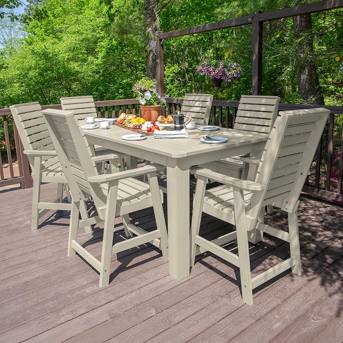 Highwood AD-ST7WL2CO5BA-WAE Weatherly 7pc Rectangular Counter Height Dining Set 84" x 42", Whitewash