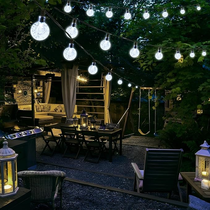 Joomer Solar String Lights Outdoor Waterproof, 65FT 100LED Globe, White | 8 Modes Waterproof Outdoor Solar Powered Patio Lights for Spring Summer Garden Lawn Gazebo Porch Backyard Tree Decorations