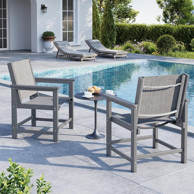 5 Pieces Outdoor Dining Sets HDPE Patio Dining Table and Chair Set for 4 | Weather Resistant; With Umbrella Hole