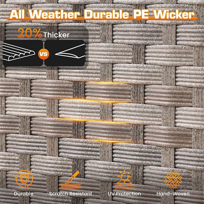 7-Piece Patio Furniture Set, Outdoor Wicker Rattan Patio Furniture Sectional Set with Coffee Table, All Weather Outdoor Fire Pit Conversation Set for Porch Backyard Balcony Garden, Black