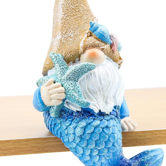 Mermaid Garden gnome Statue Outdoor Decor, Beach Decor for Outside Indoor | Mermaid Gnomes Figurine for Garden decor, Beach Gnomes for Patio Lawn Yard Porch Shelf Bookshelf Edge Table Windowsill