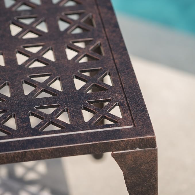 Christopher Knight Home Kai Outdoor 18" Cast Aluminum Side Table, Bronze Finished