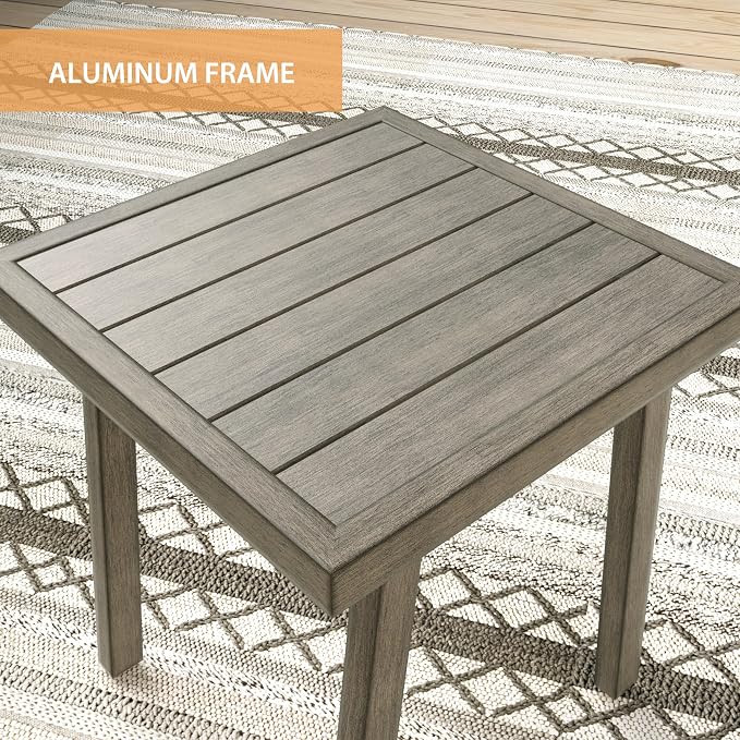 3-Piece Patio Conversation Set Aluminum Swivel for Outdoor Deck,(Grey) | Aluminum Outdoor Conversation Set Includes 1 Side Table and 2 Cushioned Swivel Rocker Chairs