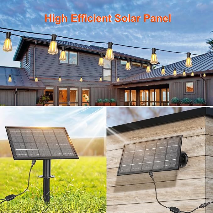 BLIATLUS 120FT Solar String Lights, Waterproof Remote 30+2 Shatterproof ST38 LED for Patio Garden