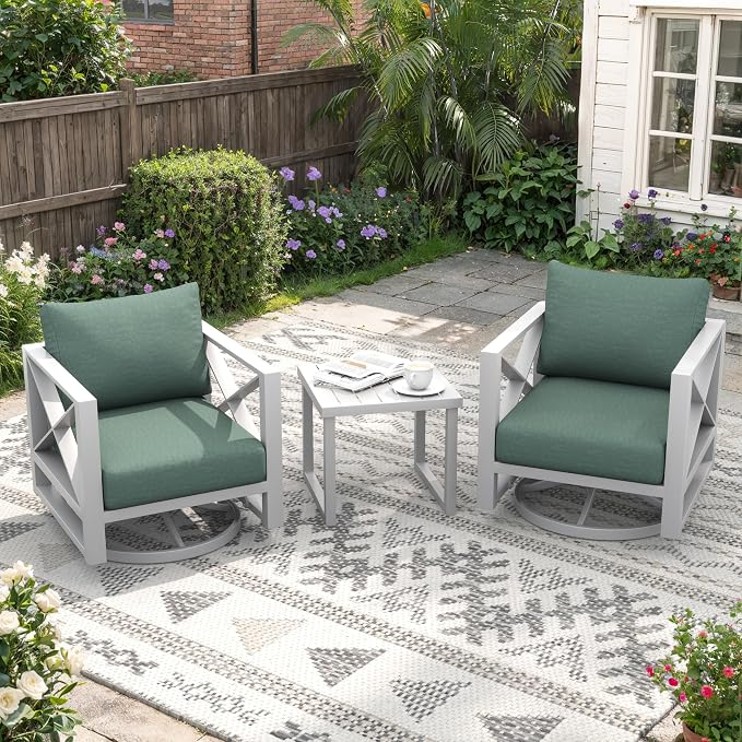 20" Aluminum Outdoor Side Table with Tapered Legs, Square Patio End Table with Geometric Slatted Top, All-Weather Coffee Table for Garden, Deck and Porch, White