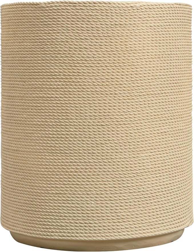 Christopher Knight Home 18.11" H Simulated Rattan Cylindrical MGO Side Table Sculptural End Table Indoor Outdoor Living Room Patio Balcony Decor Accent Table, Natural Wood