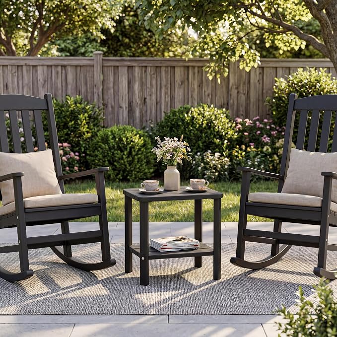 3PCS Outdoor Side Table, 2-Tier Small Table, Weather Resistant Outdoor End Tables, Patio Furniture for Garden, Porch, Pool, Lawn, Backyard or Indoor Bedroom